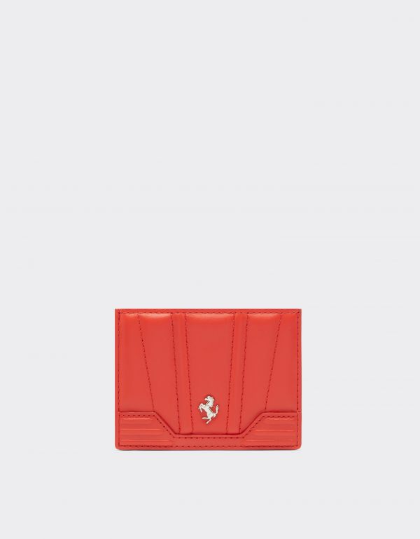  Ferrari Gt Ferrari Leather Card Holder With Livery Motif - Female Wallets And Small Leather Goods Rosso Dino Os 