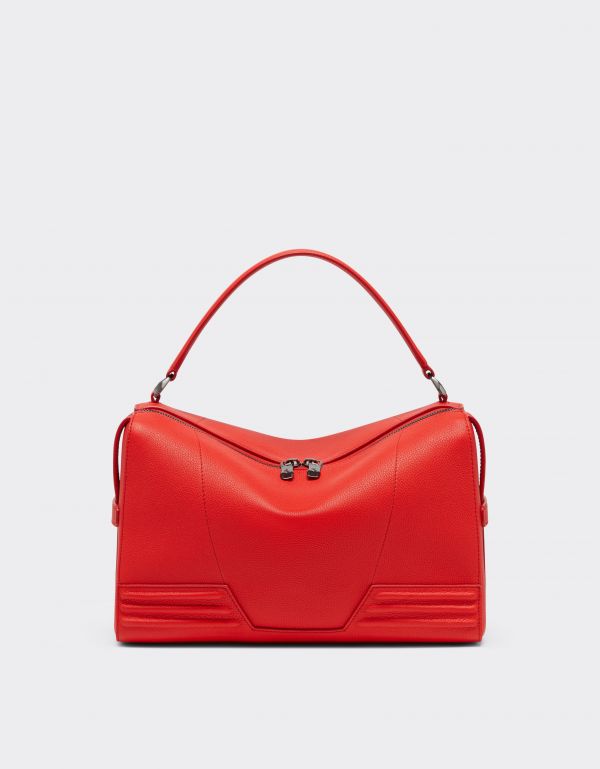  Ferrari Ferrari Gt Soft Mini Shoulder Bag In Tumbled Leather -   Rosso Dino Os 