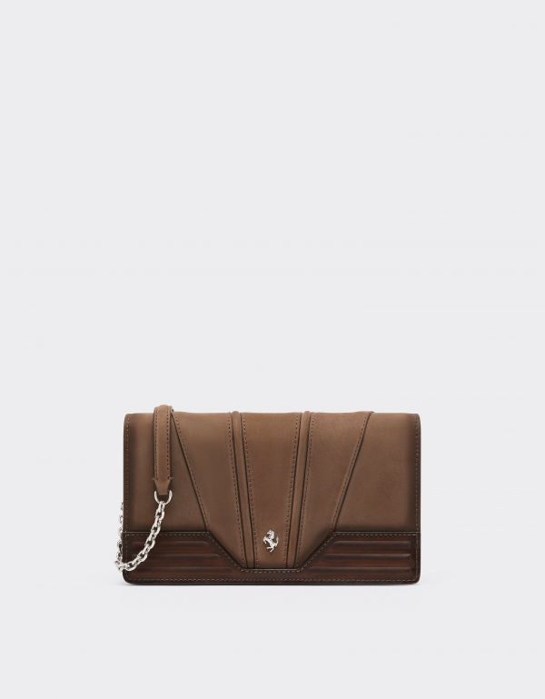  Ferrari Ferrari Gt Wallet In Shaded Nubuck With Chain Shoulder Strap - Female View All Clay Os 