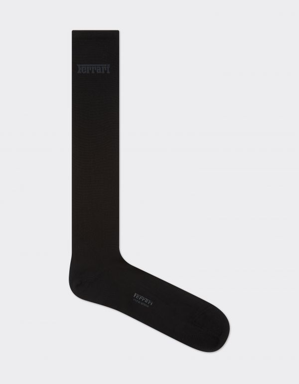  Ferrari High Socks In Lisle With Ferrari Logo -  Underwear & Socks Black S 