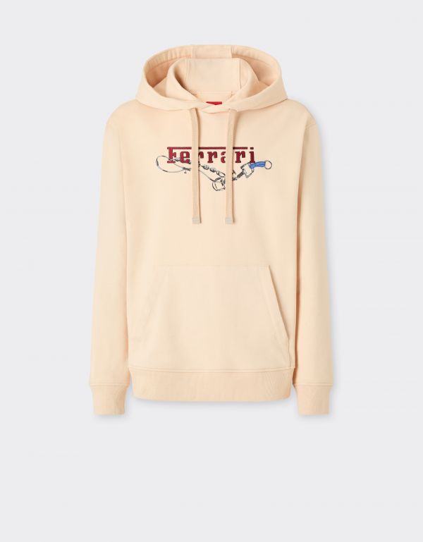  Ferrari Hooded Sweatshirt With Ferrari Embroidery - Male Sweaters & Knitwear Powder Pink Xs 
