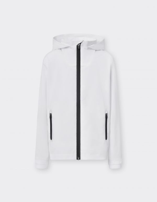  Ferrari Jacket In Technical Fabric With Hood And Ferrari Shield Detail -  Jackets And Sweatshirts Optical White 7y 
