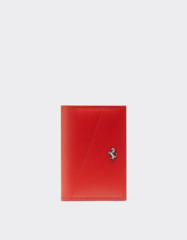  Ferrari Leather Card Case With Prancing Horse -  Wallets And Small Leather Goods Rosso Dino Os 