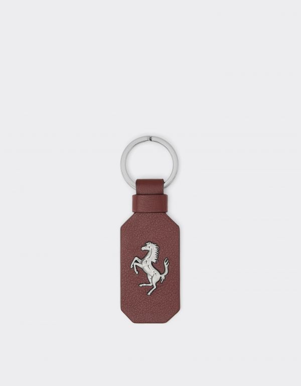  Ferrari Leather Keychain With Prancing Horse - Male Keychains Espresso Os 