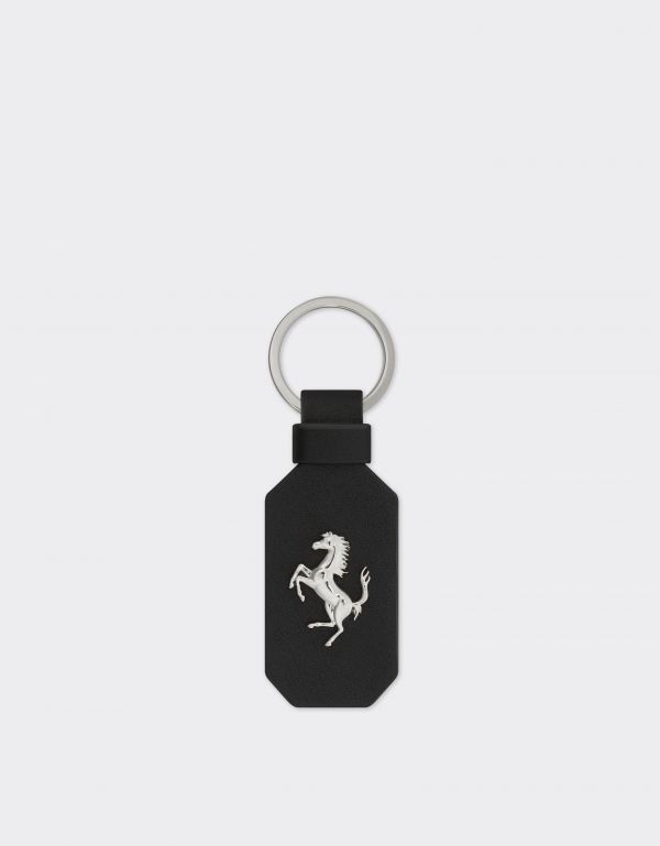  Ferrari Leather Keyring With Prancing Horse -  Keychains Black Os 