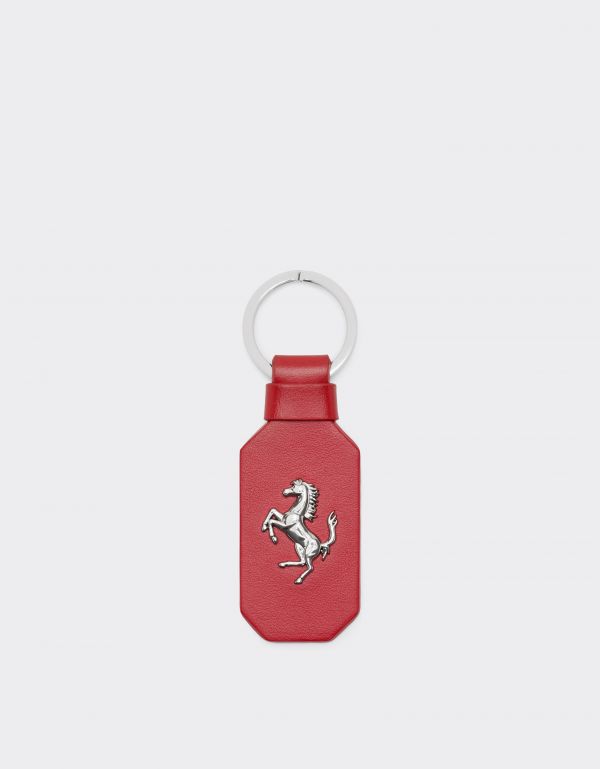  Ferrari Leather Keyring With Prancing Horse - Male Keychains Maison Red Os 