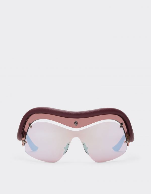  Ferrari Limited Edition Ferrari Sunglasses In Injected And Leather With Red And Light Gray Lenses - Female Ferrari Collection Dark Red Os 