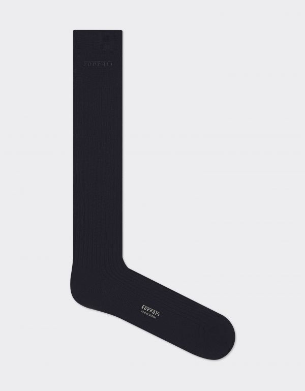  Ferrari Lisle Thread Knee-high Socks With Ferrari Logo -  Underwear & Socks Navy S 