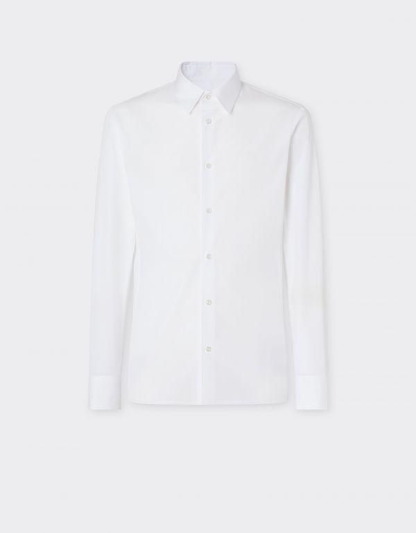  Ferrari Poplin Shirt With Embroidered Ferrari Logo - Male Shirts Optical White 52 