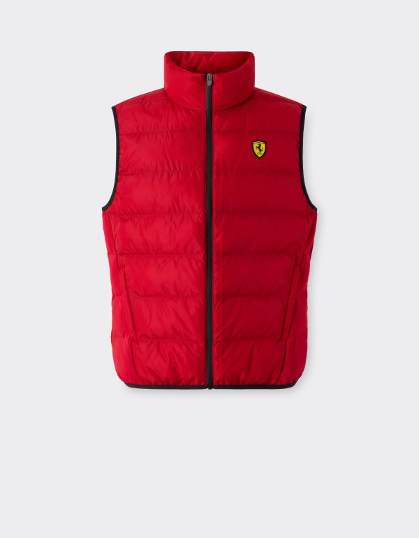  Ferrari Quilted Nylon Vest With Ferrari Scudetto - Male  Rosso Xxl 
