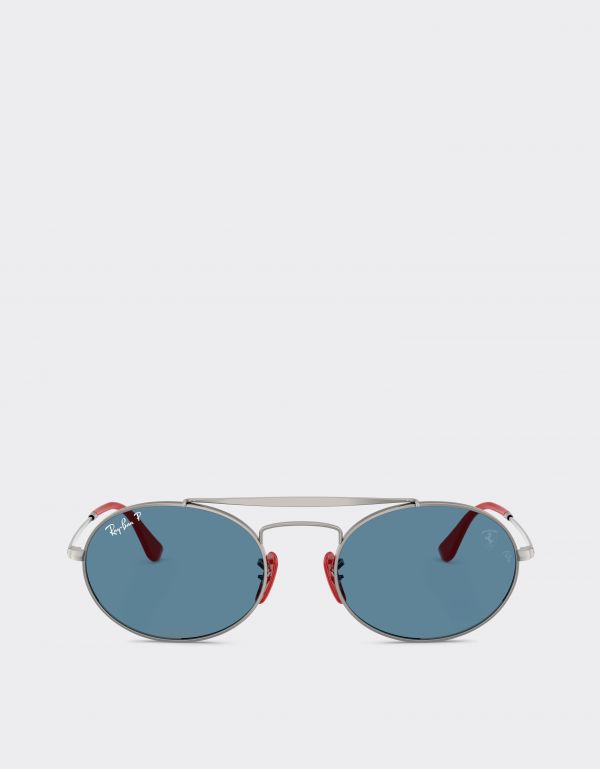  Ferrari Ray-ban For Scuderia Ferrari Rb3775m In Gunmetal And Red Metal With Polarised Blue Lenses -  Sunglasses Gunmetal Os 