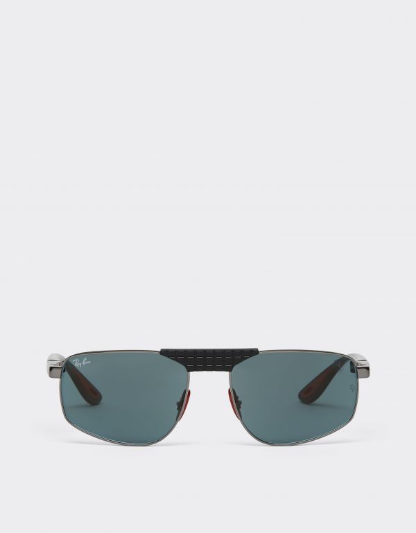  Ferrari Ray-ban For Scuderia Ferrari Rb3776m In Gunmetal-coloured Metal With Blue Lenses -  Sunglasses Gunmetal Os 
