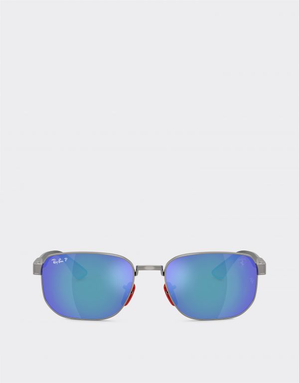  Ferrari Ray-ban For Scuderia Ferrari Rb8329m In Gunmetal Metal With Polarized Blue Mirrored Grey Lenses -  Sunglasses Gunmetal Os 