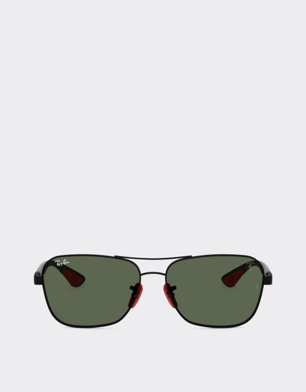  Ferrari Ray-ban For Scuderia Ferrari Rb8336m In Matt Black Metal And Dark Carbon Fibre With Dark Green Lenses -  Sunglasses Black Matt Os 