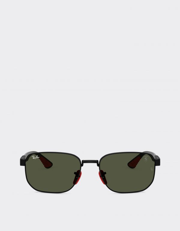  Ferrari Ray-ban For Scuderia Ferrari Rb8329m In Matte Black Metal With Green Lenses -  Sunglasses Black Matt Os 