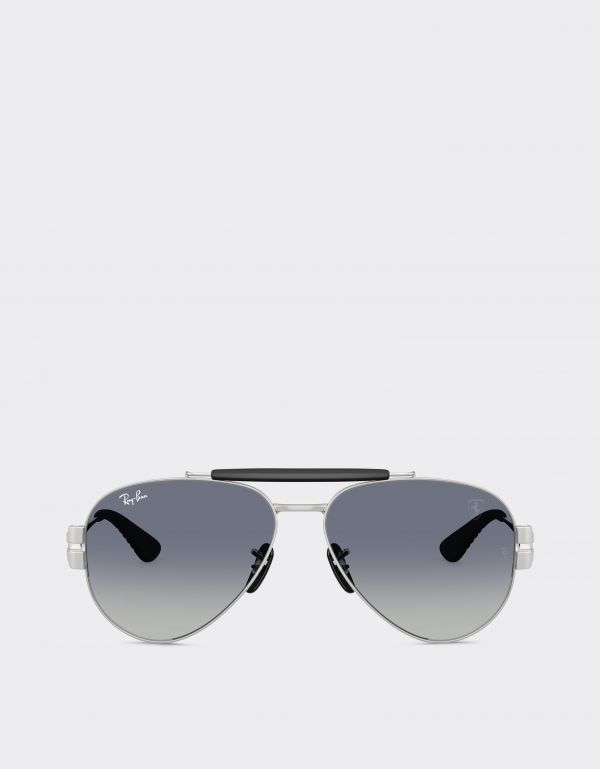 Ferrari Ray-ban For Scuderia Ferrari Rb3762m In Silver-tone Metal With Blue Gradient Grey Lenses -  Sunglasses Silver Os 