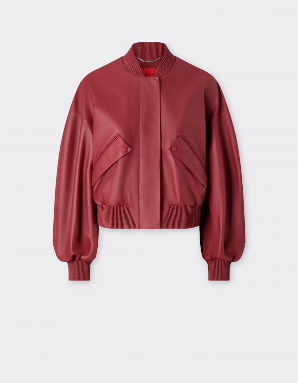  Ferrari Rubberized Nappa Leather Bomber Jacket - Female Jackets Maison Red 42 