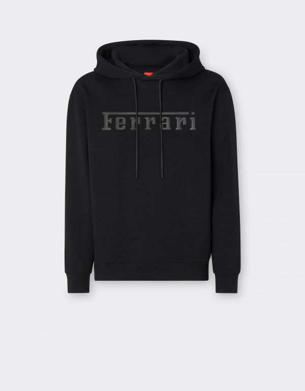  Ferrari Scuba Knit Sweatshirt With Contrast Ferrari Logo -  Sweaters & Knitwear Black S 