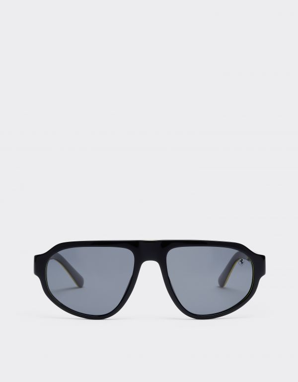 Ferrari Scuderia Ferrari 0fz6027 Sunglasses In Black And Yellow Acetate With Dark Grey Lenses. -   Multicolore Os 