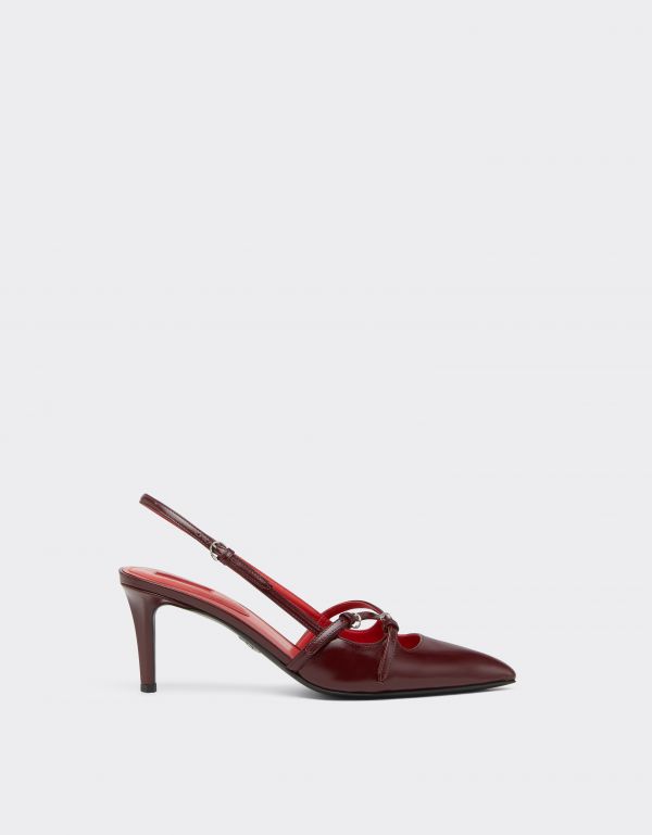  Ferrari Slingback Shoe In Shiny Leather - Female High Heels Cherry 40 