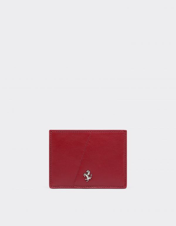  Ferrari Smooth Leather Card Holder - Male Wallets Maison Red Os 