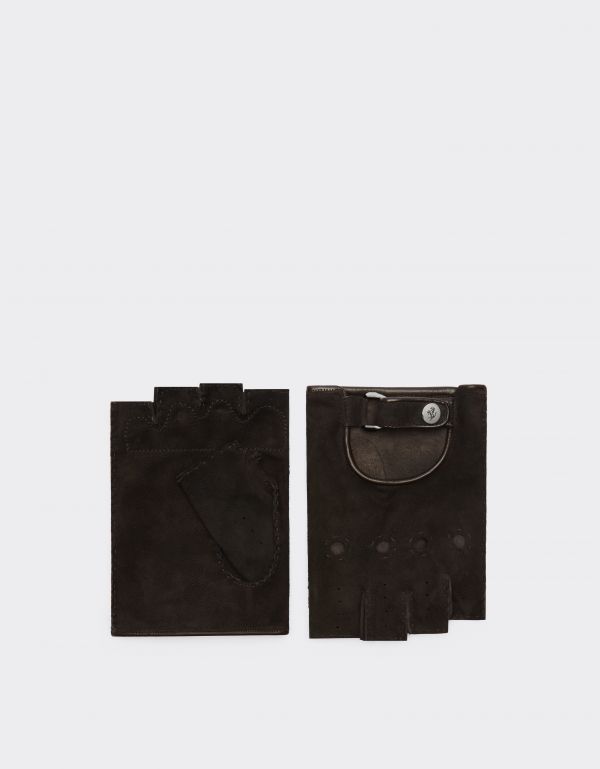  Ferrari Suede Driving Gloves -  Gloves Dark Brown L 