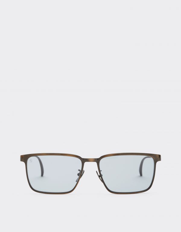  Ferrari Ferrari Sunglasses In  Brushed Gray/brownmetal  With Light Gray Crystal Lenses - Male Sunglasses Grey Os 