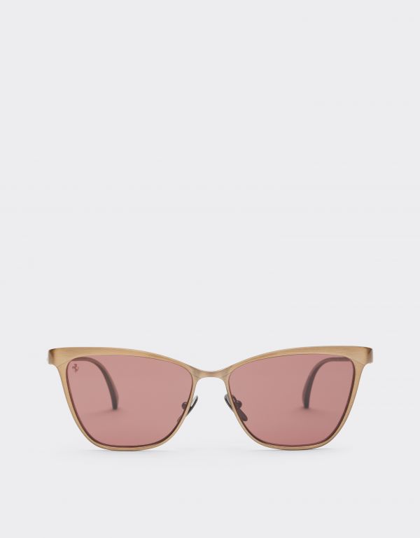  Ferrari Ferrari Sunglasses In  Brushed Gray/brownmetal  With Red Polarized Lenses - Female Sunglasses Ingrid Os 