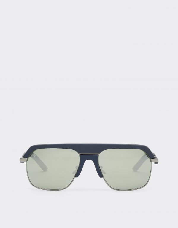  Ferrari Ferrari Sunglasses In Gunmetalmetal With Gray Mirrored Lenses -  Ferrari Collection Blu Scozia Os 