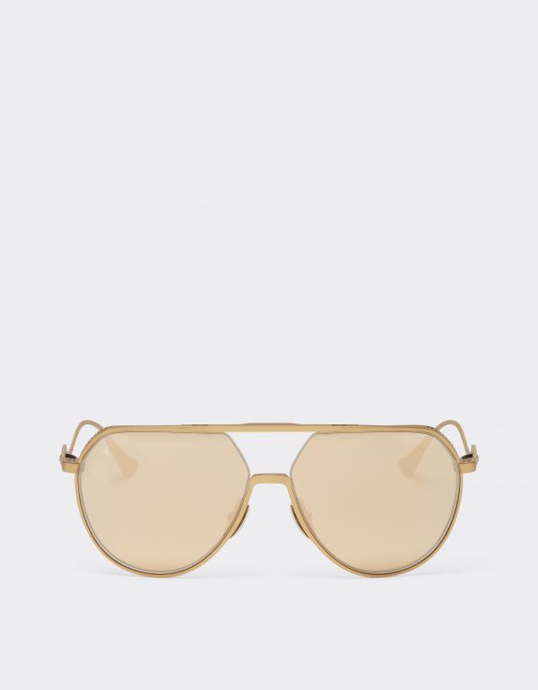  Ferrari Ferrari Sunglasses In Matt Gold-tone Titanium With Gold Mirror Yellow Lenses -  Ferrari Collection Satin Gold Os 