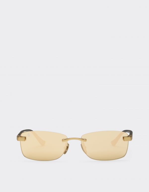  Ferrari Ferrari Sunglasses In Matte Gold Titanium And Acetate With Transparent Gold Mirrored Lenses -  Sunglasses Oro Os 