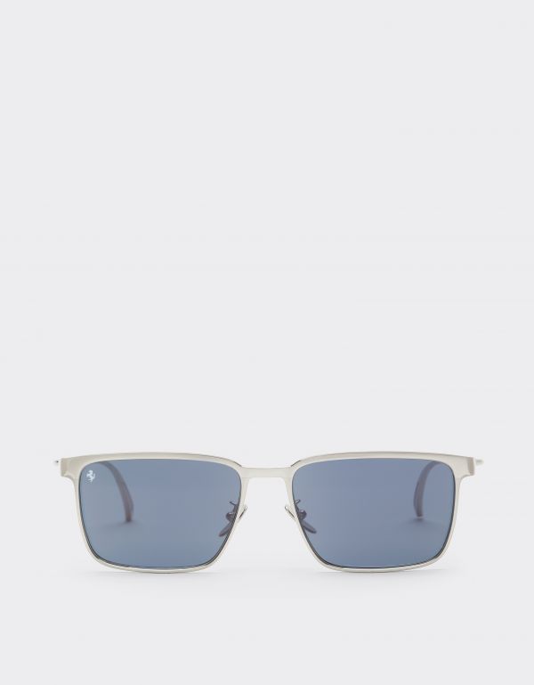  Ferrari Ferrari Sunglasses In  Matte Silver Metal  With Blue Crystal Lenses - Male Sunglasses Silver Os 