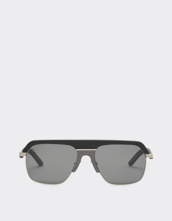  Ferrari Ferrari Sunglasses In Matte Silver Metal With Gray Polarized Lenses -  Ferrari Collection Black Os 