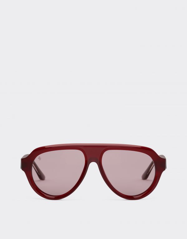  Ferrari Ferrari Sunglasses In Opal Red Acetate With Gold Mirrored Purple Polarized Lenses -  Ferrari Collection Dark Red Os 