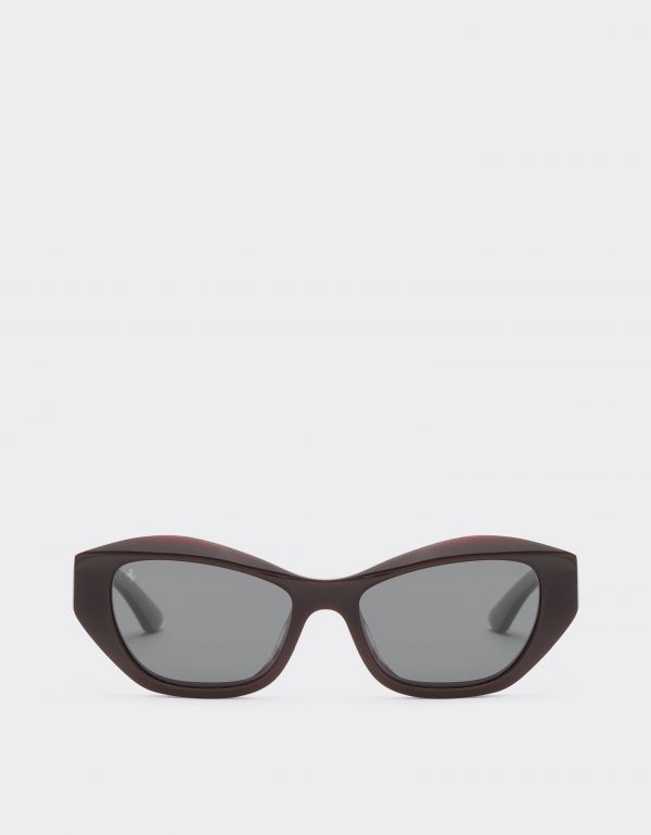  Ferrari Ferrari Sunglasses In Red Stripedacetate With Black Polarized Lenses - Female Sunglasses Rosso Scuro Os 