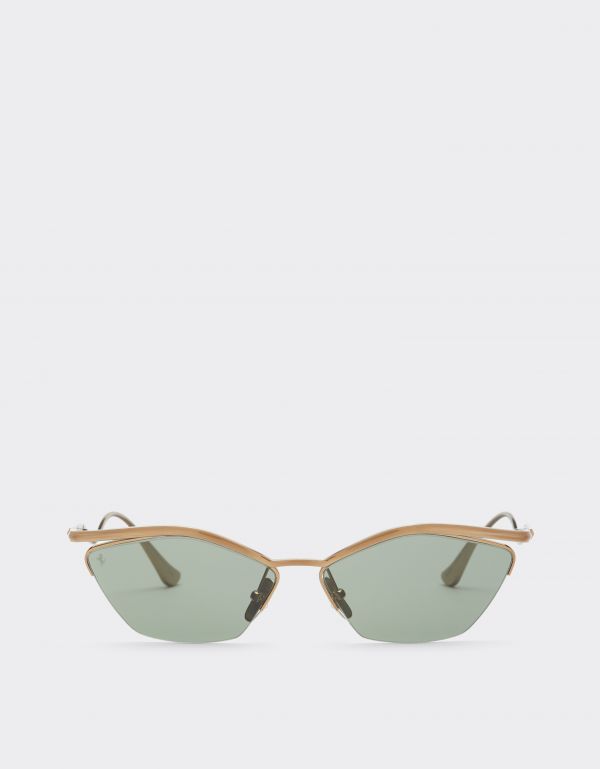  Ferrari Ferrari Sunglasses In Shiny Gold-colored Titanium With Dark Green Lenses - Female Sunglasses Oro Os 