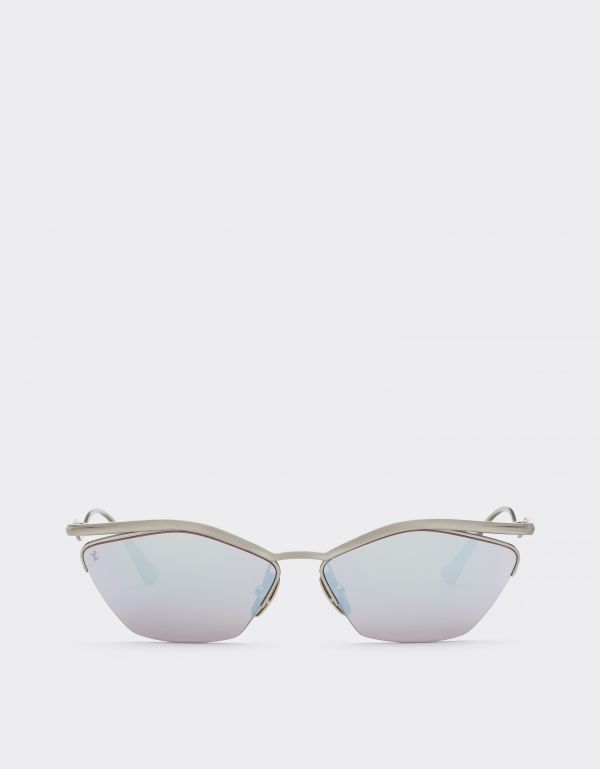  Ferrari Ferrari Sunglasses In Silver-coloredtitanium With Dark Purple Mirrored Lenses - Female Sunglasses Silver Os 