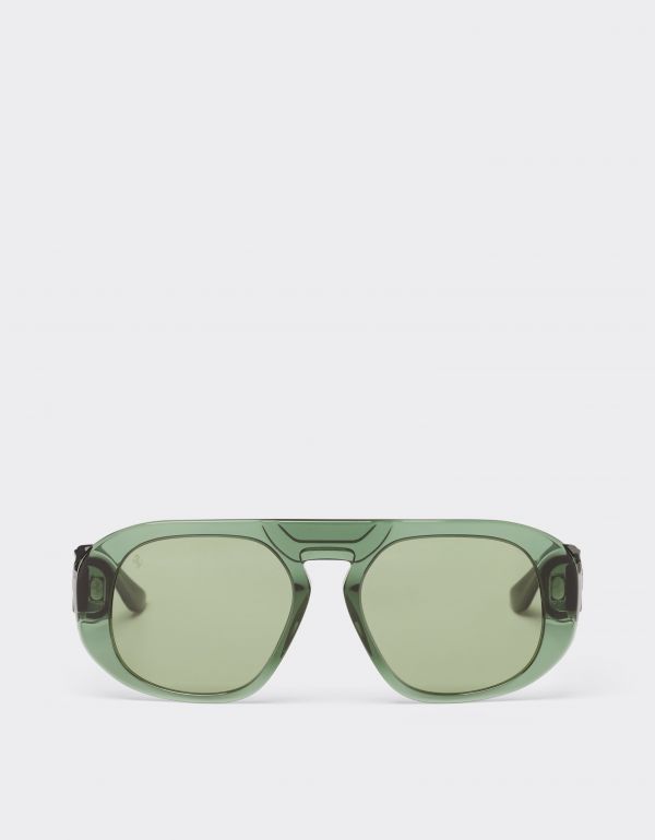  Ferrari Ferrari Sunglasses In Transparent Dark Green Acetate With Green Lenses -  Ferrari Collection Dark Green Os 