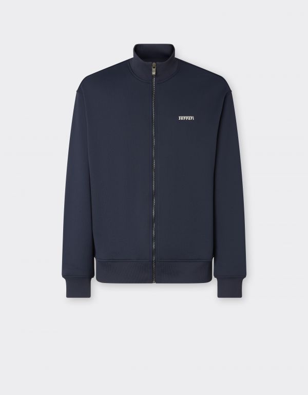  Ferrari Sweater In Technical Fabric With Zip - Male Sweaters & Knitwear Navy L 