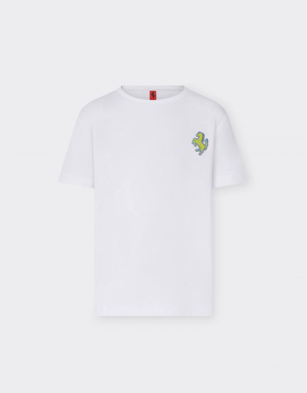  Ferrari T-shirt With Prancing Horse Patch -  T-shirts Optical White 13y 