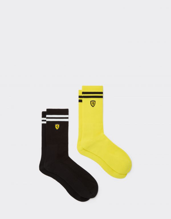  Ferrari Terry Cloth Sock Set With Ferrari Scudetto -   Nero 43-45 