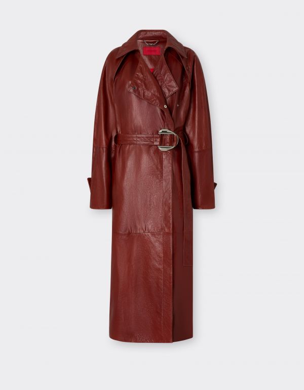  Ferrari Waxed Leather Coat - Female Jackets Fired Brick 40 