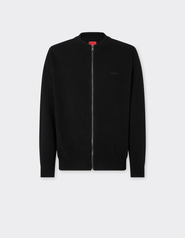  Ferrari Wool And Cashmere Cardigan - Male Sweaters & Knitwear Black 52 