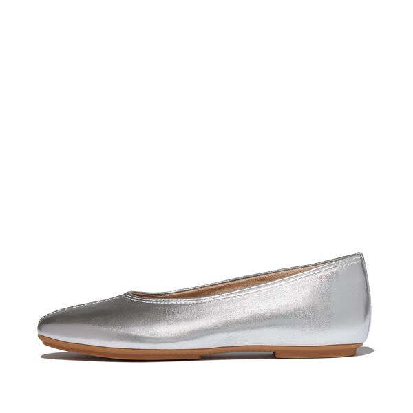  Delicato High Cut Metallic Soft Leather Ballerinas 