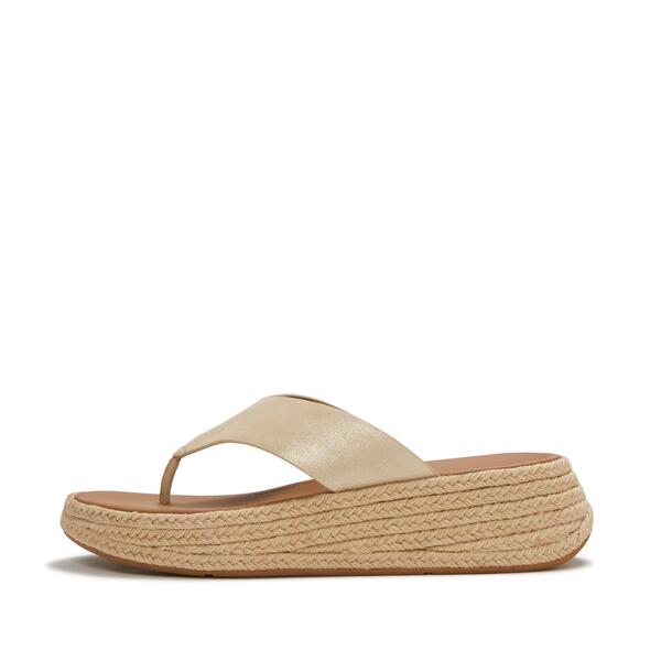  F Mode Espadrille Shimmersuede Toe Post Sandals 