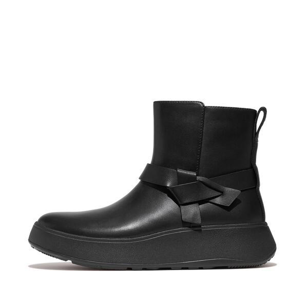  F Mode Folded Knot Leather Flatform Short Boots 
