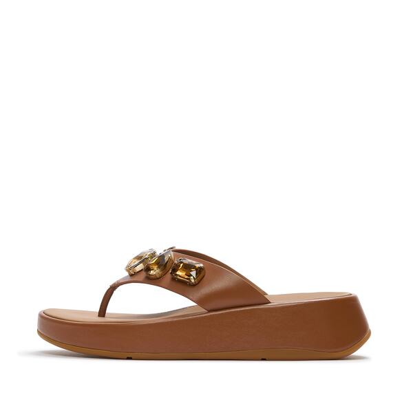  F Mode Ultra Jewel Leather Toe Post Sandals 