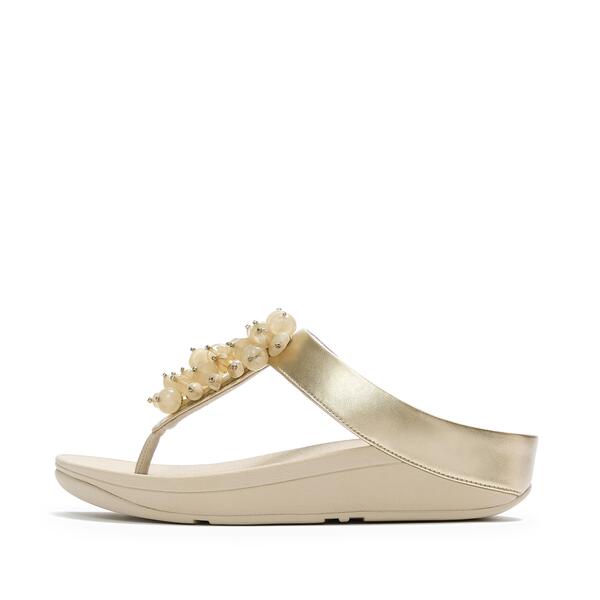  Fino Bead Cluster Metallic Toe Post Sandals 
