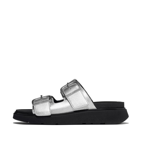  Gen Ff Buckle Metallic Tumbled Leather Two Bar Slides 