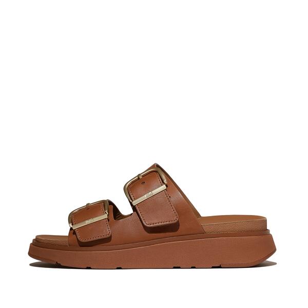  Gen Ff Buckle Two Bar Leather Slides 